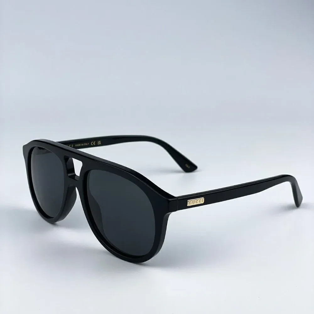 NEW Gucci GG1320S 004 Black Grey Pilot Unisex Sunglasses
